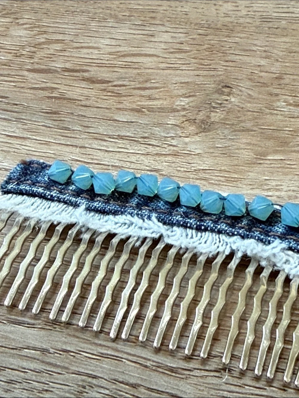 Teal Beaded Hair Comb - Decorative Women’s Hair Accessory